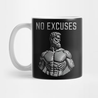 No Excuses - Gym Quote With Greek Statue Style Physique Mug